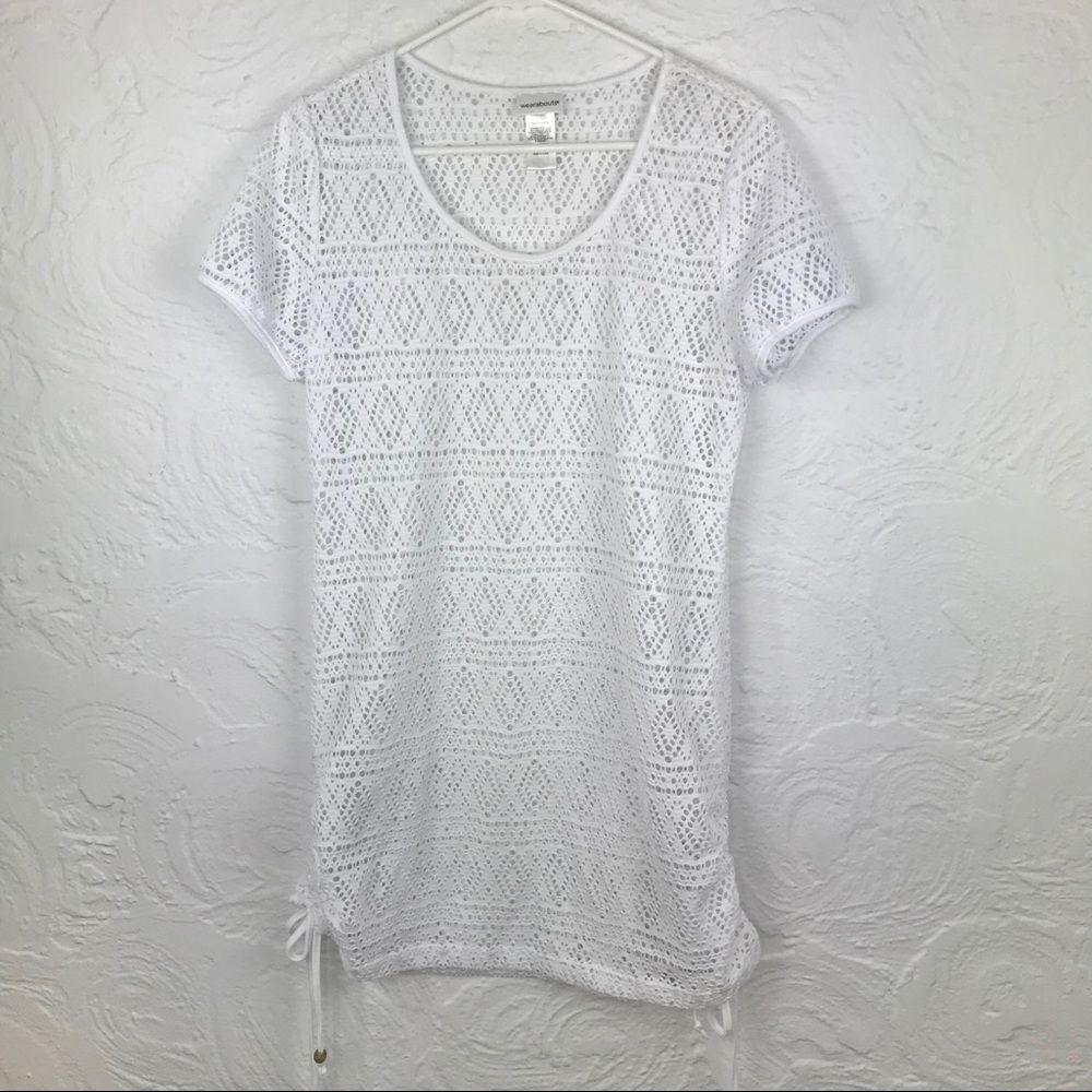 Whereabouts crisp white open weave beach coverup-S - Picture 2 of 6